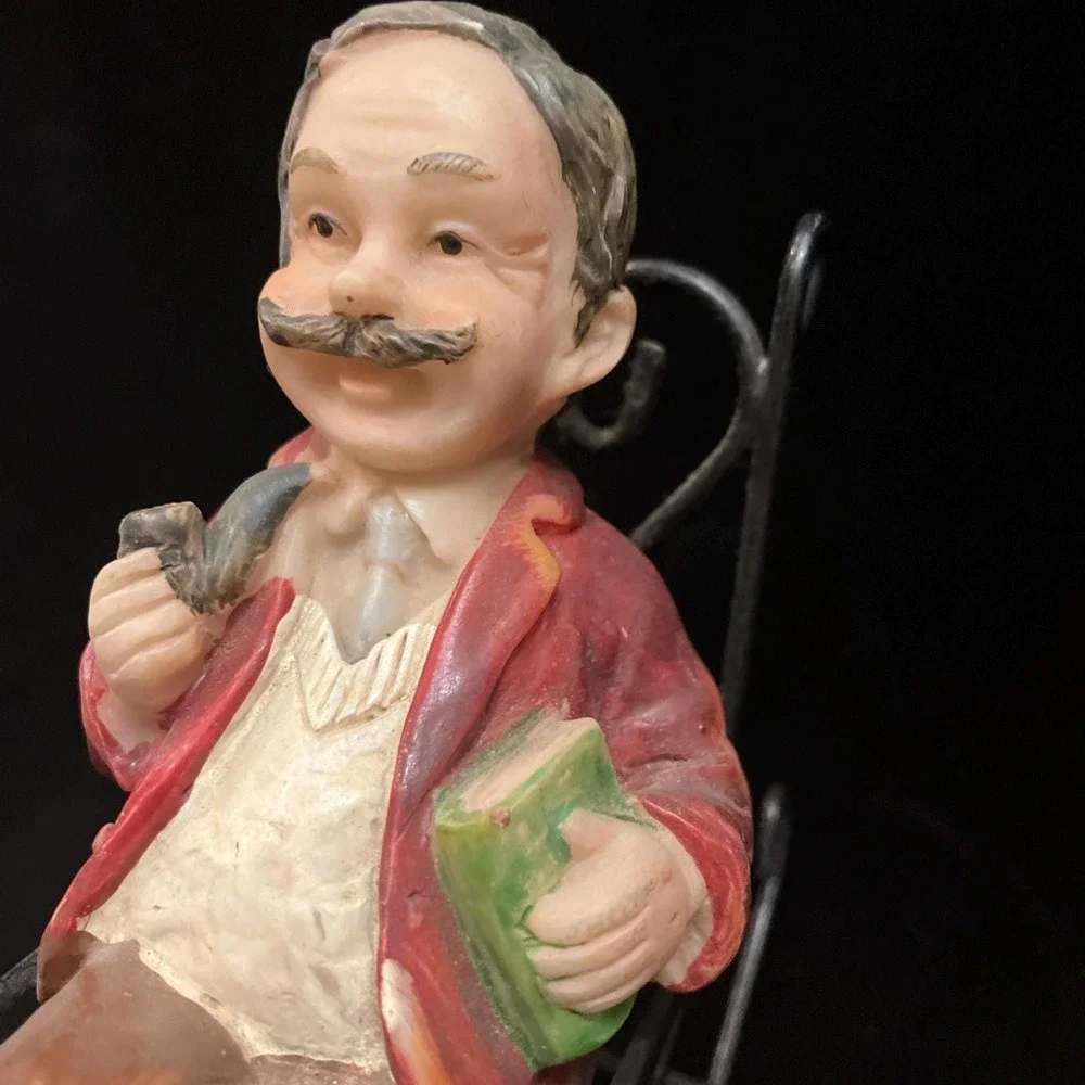 Vintage Grandma Grandpa Metal Rocking Chairs Resin Figurines 1:12 Scale Set of 2